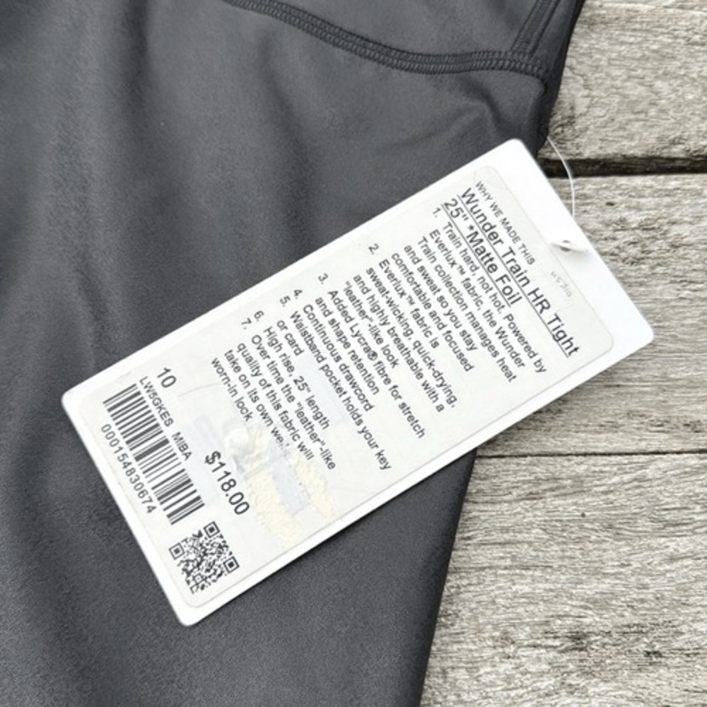 Lululemon Wunder Train‎ High-Rise Tight 25" Matte Foil Shine Black NWT Size 10 - Picture 2 of 6